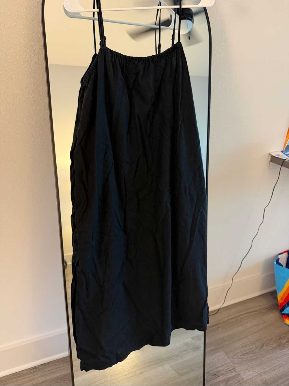 A new day black linen midi dress